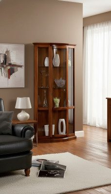 Klassieke bruine vitrine Franse stijl meubel commode dressoir glazen kast