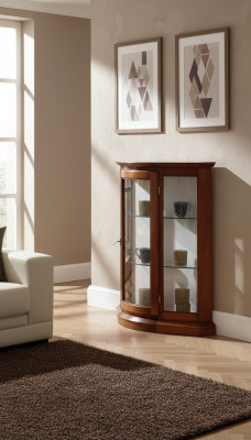 Vitrinen glazen kast Bruin vitrinekast Woonkamer hout Dressoir Luxe meubels Nieuw