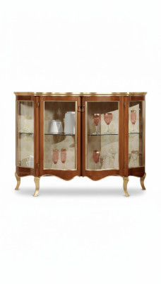Vitrine Ladekast Glazen ladekasten Luxe dressoir Kasten Bruin Italiaanse meubels