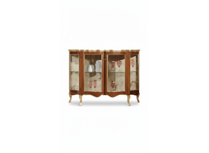 Vitrine Ladekast Glazen ladekasten Luxe dressoir Kasten Bruin Italiaanse meubels