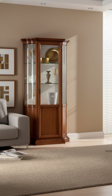 Vitrine Glazen kast Bruin Luxe Italiaanse meubels Vitrinekasten Woonkamer