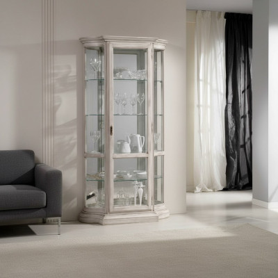 Vitrine Glas kast Wit Luxe Italiaanse meubels Vitrinekasten Woonkamer