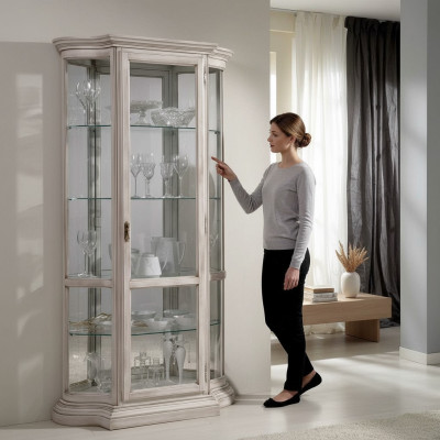 Luxe houten vitrine dressoir ontwerpkasten wit Italiaanse meubels kast nieuw