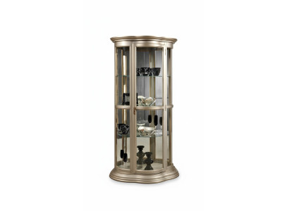 Klassieke vitrinekast met glazen front, houten behuizing, luxe bruin voor in de woonkamer.