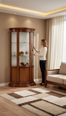 Glazen kasten Luxe dressoir Kasten Bruin Vitrine Klassiek Italiaanse meubels