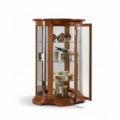 Luxe houten vitrinekast dressoir met bruin design Italiaanse meubels kast nieuw