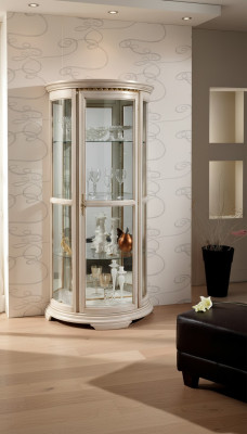 Klassieke vitrinekast van glas Vitrine houten woonkamer Luxe Bruin Nieuw dressoir