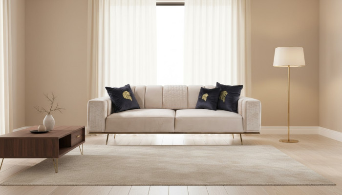 Moderne bank 4 zit ontwerp woonkamer stoffering hout stoffering moderne luxe
