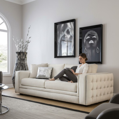 Klassieke Chesterfield driezitsbank meubels Sofa Luxe banken beige 3 zitsbanken