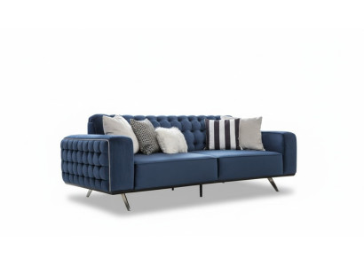 Klassieke Chesterfield driezits luxueuze blauwe bankenbank 3-zitsbanken