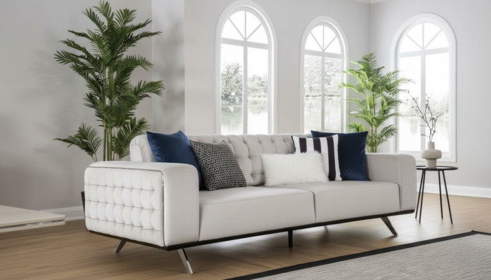 Luxe woonkamerbank 2 zits tweezitter wit bank Chesterfield banken nieuw.