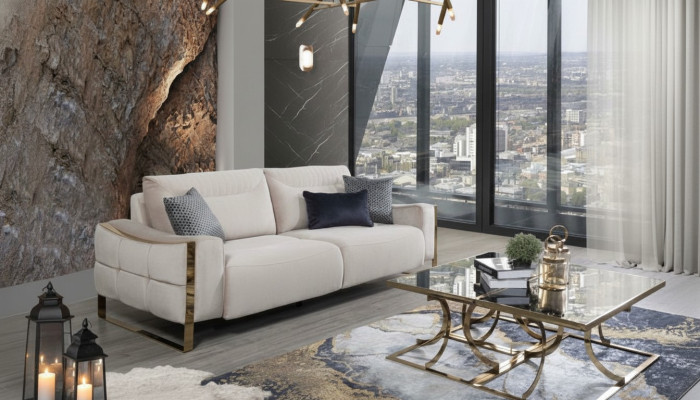 Klassieke bank 3 zits design woonkamer gestoffeerd hout gestoffeerd modern luxe wit