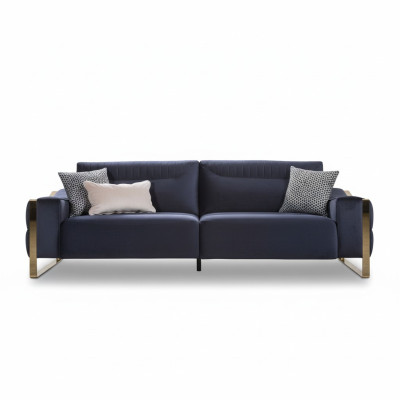 Klassieke bank 3-zits design woonkamer stoffering houten stoffering moderne luxe blauw