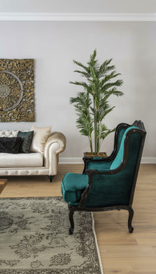 Klassieke fauteuil luxe bekleding textiel 1-zits beklede fauteuil moderne groen