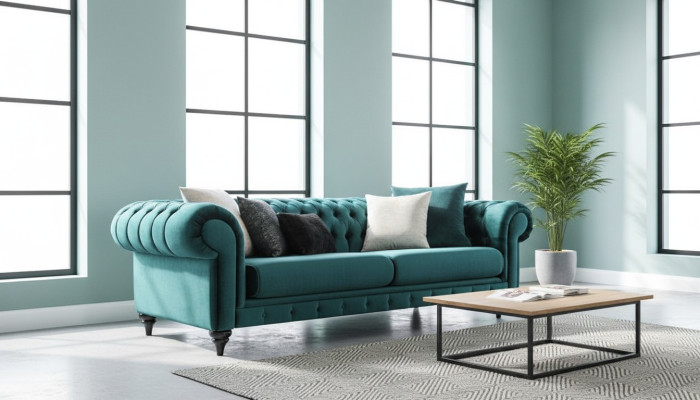 Klassieke Chesterfield driezitsmeubelbank Luxe bank Groen 3-zitsbanken