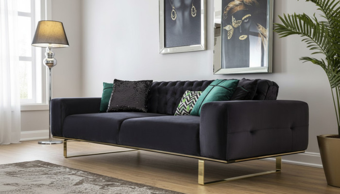 Moderne bank 4 zit ontwerp woonkamer stoffering houtbekleding moderne luxe