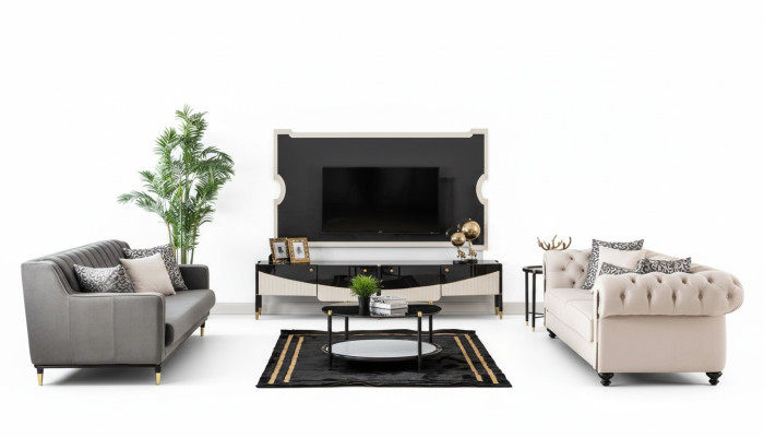 Bankstel Bankstel Bank Bank Meubel Salontafel 3-delig Chesterfield
