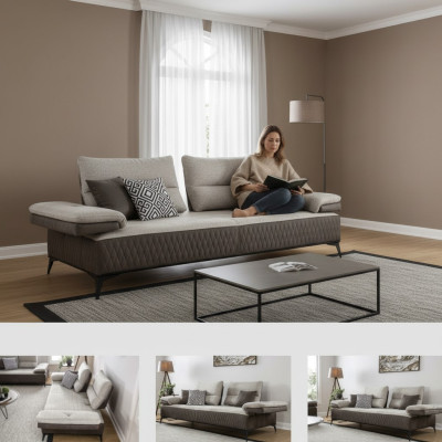 Luxe driezits Moderne bank meubels Grijs Bankstellen Klassieke banken Stof Textiel