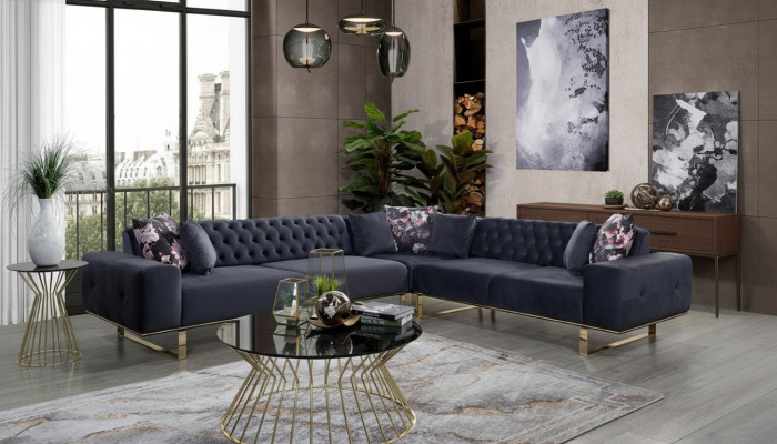 Hoekbank bank gestoffeerde meubelset Chesterfield hoekbank bank stof