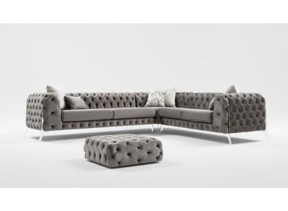 Grijze Chesterfield gestoffeerde bank Bank Hoekbank Set Bekleding Luxe Hoekbanken Nieuw