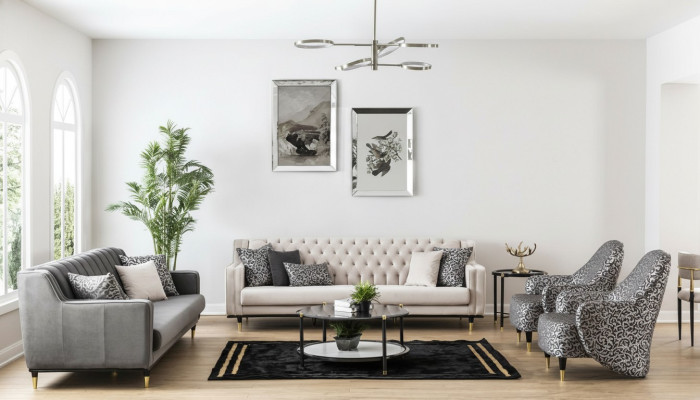 Luxe set van 5 stuks bankstel 3+3+1+1 zits bank salontafel bank fauteuil