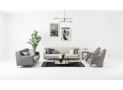 Luxe set van 5 stuks bankstel 3+3+1+1 zits bank salontafel bank fauteuil