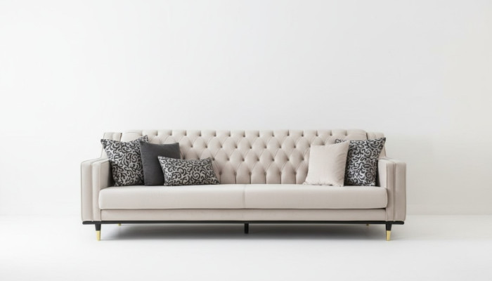 Klassieke Chesterfield driezits meubelbank Luxe banken Beige 3-zits banken