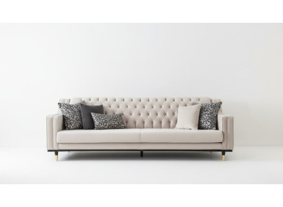 Klassieke Chesterfield driezits meubelbank Luxe banken Beige 3-zits banken