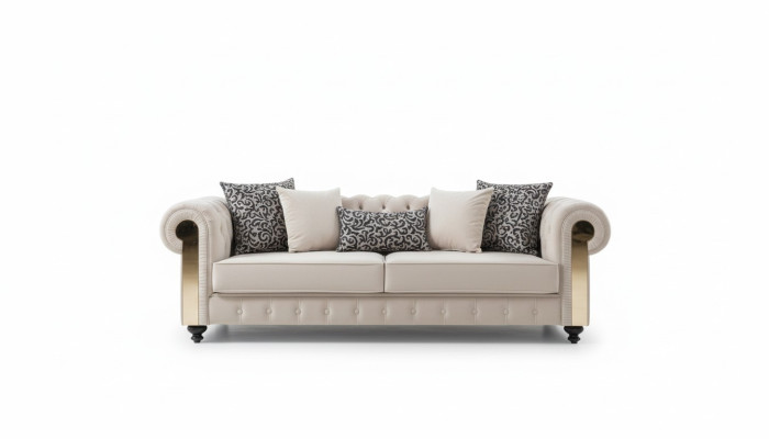 Chesterfield bank 3 zit ontwerp woonkamer bekleding hout leer moderne luxe