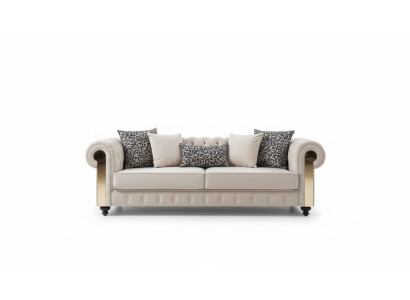 Chesterfield bank 3 zit ontwerp woonkamer bekleding hout leer moderne luxe