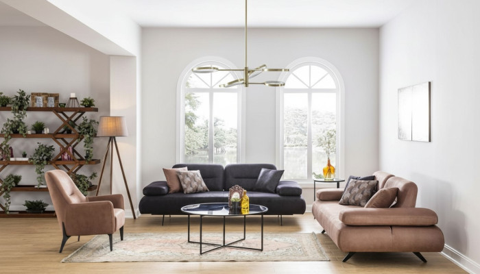 Sofaset van 4+3+1 zits Design Bankstel Bekleding Banken Bank Modern Luxe Nieuw