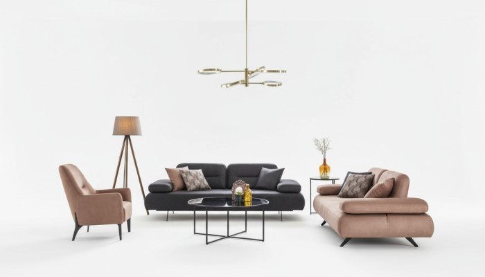 Sofaset van 4+3+1 zits Design Bankstel Bekleding Banken Bank Modern Luxe Nieuw