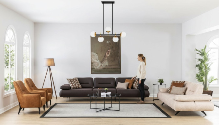 Sofa set 4+3+1+1 zits designbank gestoffeerde bank modern luxe.