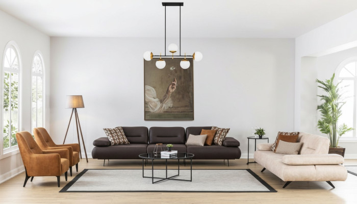 Sofa set 4+3+1+1 zits designbank gestoffeerde bank modern luxe.