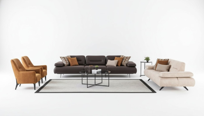 Sofa set 4+3+1+1 zits designbank gestoffeerde bank modern luxe.