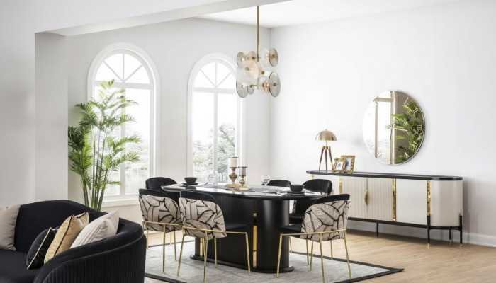 Luxe eetkamer eetkamerset 8-delig set eetgroep stoelset meubilair