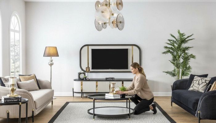 Luxe Set Moderne rtv Woonkamer Beklede Zitbank Slaapbank 3 + 3 Zit Salontafel