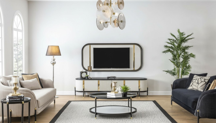 Luxe Set Moderne rtv Woonkamer Beklede Zitbank Slaapbank 3 + 3 Zit Salontafel