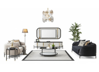Luxe Set Moderne rtv Woonkamer Beklede Zitbank Slaapbank 3 + 3 Zit Salontafel