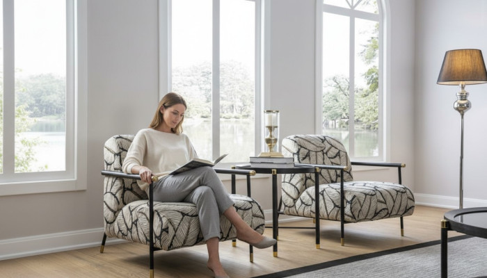 Luxe fauteuil ontwerp bank zetel lounge club bekleding klassiek zit relax nieuw