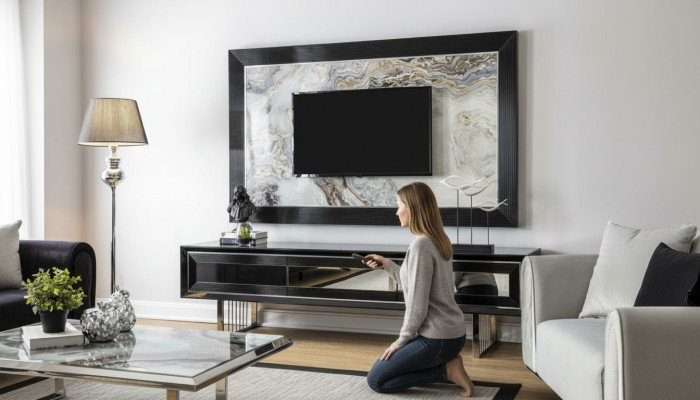 Luxe woonwand + dressoir laag dressoir woonkamer zwart hoogglans