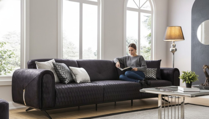 Luxe Bankstel 4-zits Leder Woonkamer Modern Design Banken Bekleding Banken