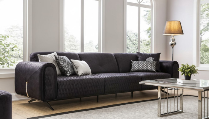 Luxe Bankstel 4-zits Leder Woonkamer Modern Design Banken Bekleding Banken