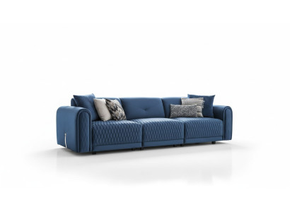 Luxe bankstel 4-zits woonkamer Modern design Blauwe leren banken Nieuw