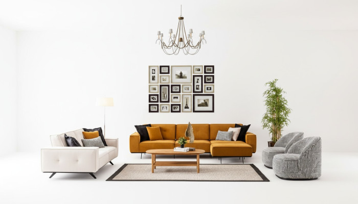 Luxe bankstel Ontwerpbank Bank Textielmeubels 4-delige bankstel Stof