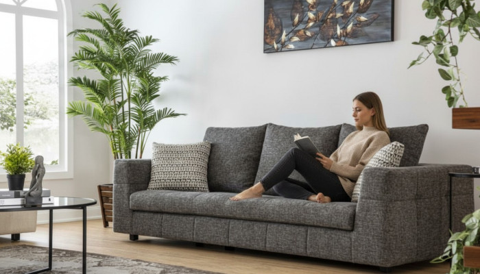 Luxe bankstel 4 zit stof Woonkamer Modern design grijs Banken Bekleding Bankstellen