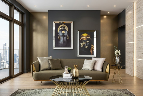 Luxe bankstel 3-zits stof Woonkamer Modern design banken Bekleding Bankstellen