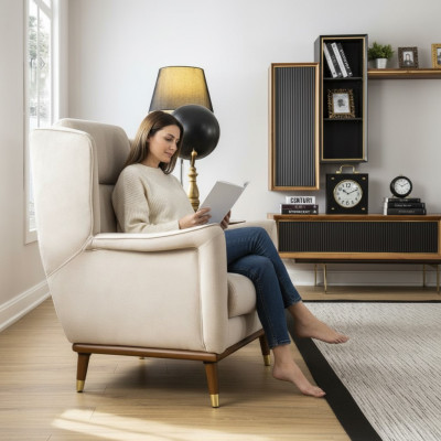 Moderne eenzitter fauteuil, luxe fauteuil, inrichting woonkamer bank, 1-zits nieuw.