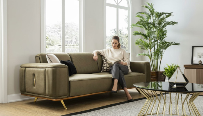 Chesterfield Bank 4 zit woonkamer vierzits ontwerp zwart textiel bankstellen