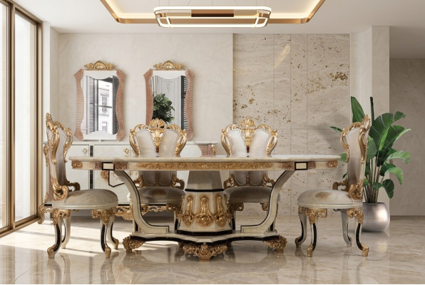 Klassieke luxe houten tafel in barok en rococo antieke stijl voor eet- en woonkamers nieuw